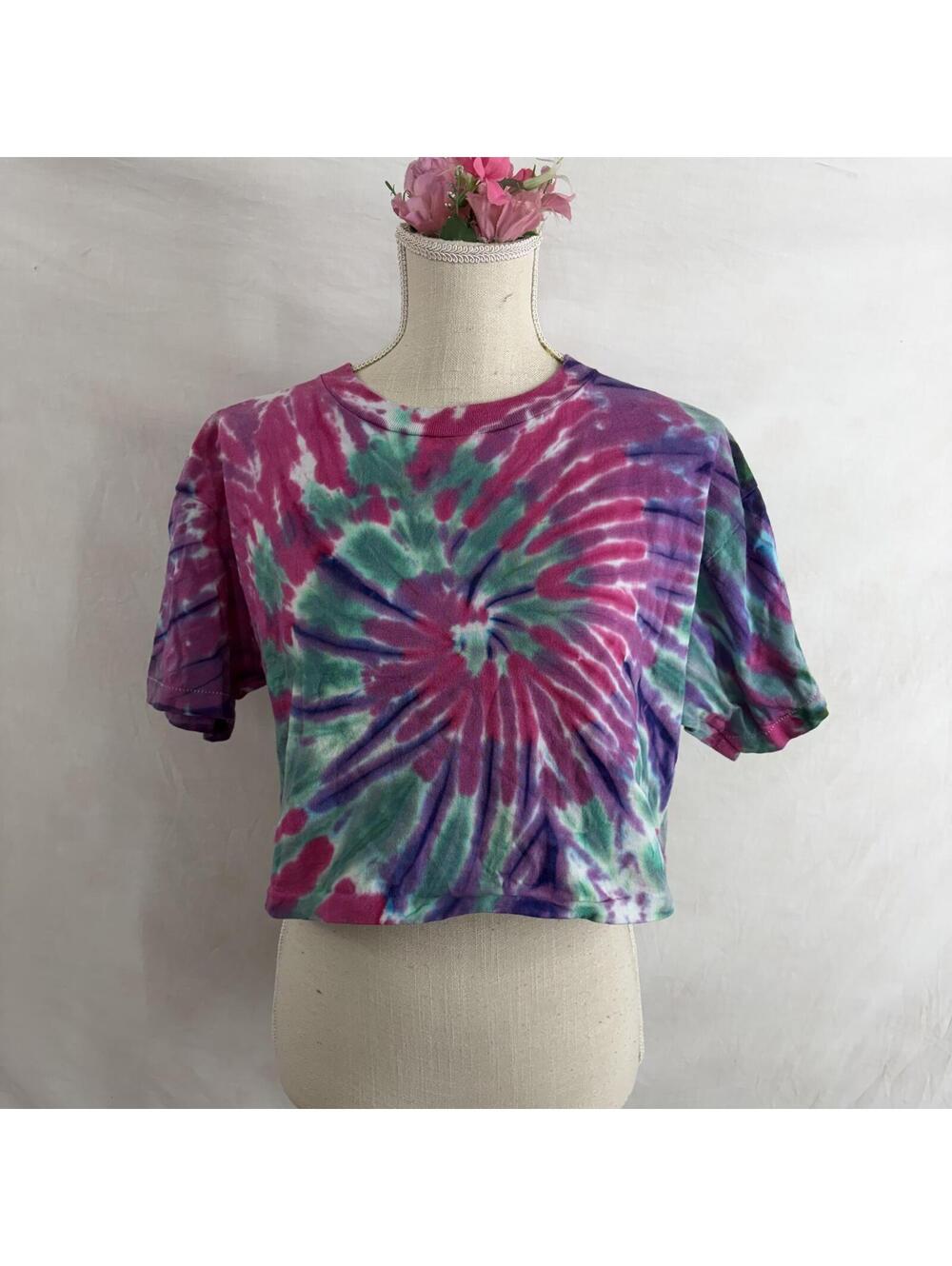 Tie dye single stitch cropped t-shirt vintage 90s